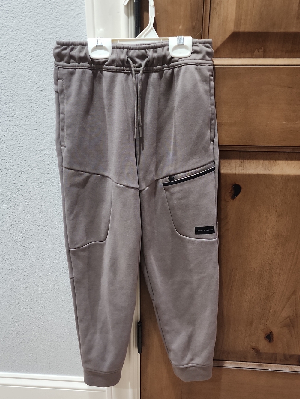 Athletic Works Taupe Men's Jogger Sweatpants with Zip Pocket